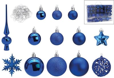 G. Wurm Kerstballen set - 111 stuks - blauw - kunststof - 3-4-6 cm