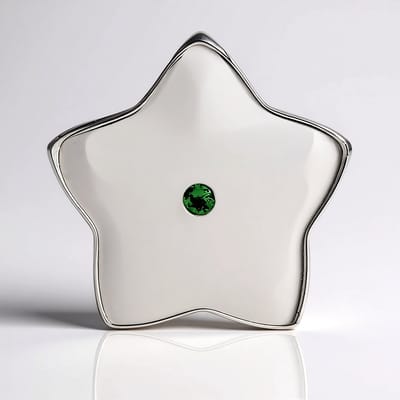 Cavill - Zilveren Hanger - 925 Sterling Zilver - Tanzania Tsavoriet Rond 0,028 ct - Stervormig Minimalistisch Design - Groene Edelsteen Sieraad Dames
