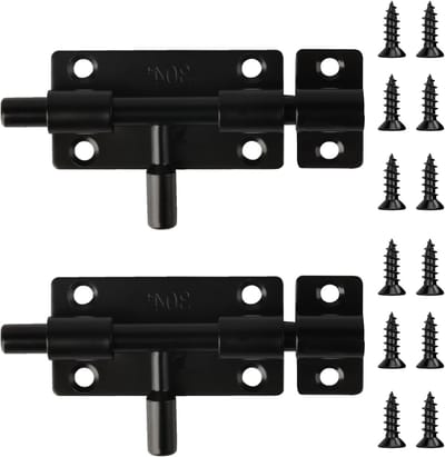 2 Stuks Deur Slotbouten voor Binnen- en Buitendeuren, 6.5cm Zwarte Veiligheidsbouten van RVS voor Slaapkamer, Badkamer en Tuindeuren