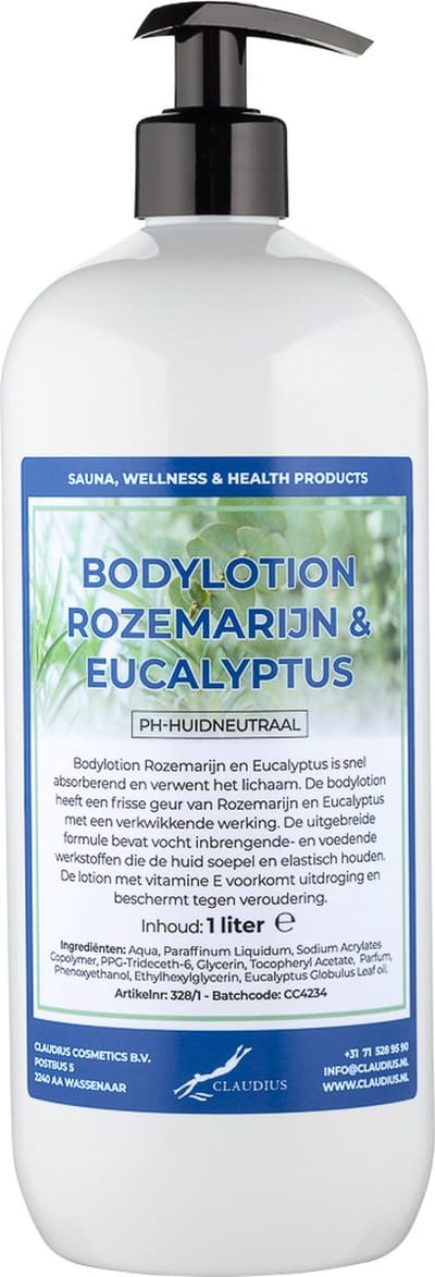 Bodylotion Rozemarijn & Eucalyptus 1 Liter - met gratis pomp