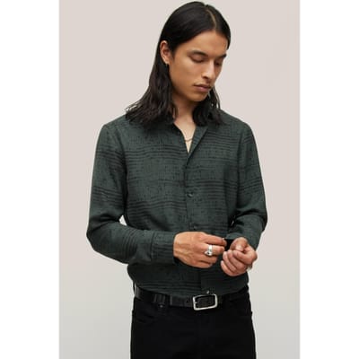 John Varvatos Straight Bottom Hem Shirt Dark Moss Maat: M | Zakelijke Overhemden Outlet | Heren | Groen