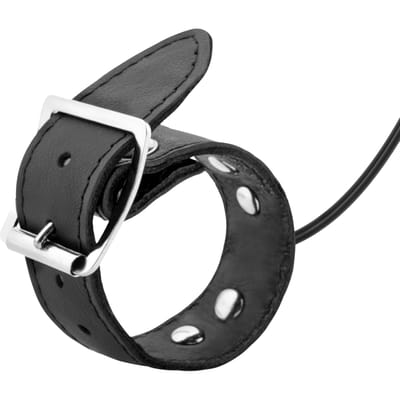 Rimba Electro Sex leren penisbandje / cockring, bi-polair