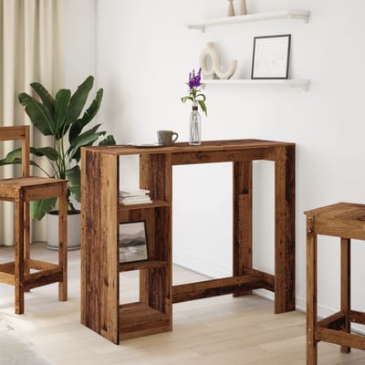 vidaXL - Bartafel - met - schap - 124x46x103,5 - cm - bewerkt - hout - oud - houtkleurig