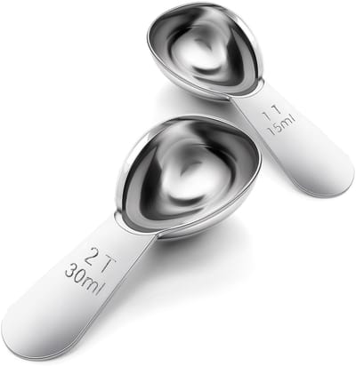 Dailygoods - 2 stuks koffielepels voor gemalen koffie, eetlepel met kort handvat, honinglepel, roestvrij staal, maatlepel, koffie, theelepel, kruidenlepel voor keuken, koken, kruiden, olie, thee, suiker (15 ml en