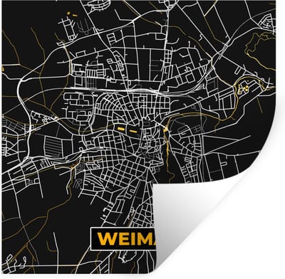 Muurstickers - Sticker Folie - Goud – Duitsland – Plattegrond – Gold – Stadskaart – Kaart – Weimar - 100x100 cm - Plakfolie - Muurstickers Kinderkamer - Zelfklevend Behang XXL - Zelfklevend behangpapier - Stickerfolie