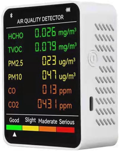Luchtkwaliteitsmonitor 6 in 1 - Kooldioxide, Temperatuur en Vochtigheid Detector