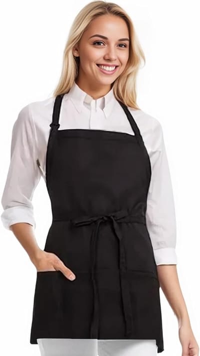 Schort dames - Keukenschort heren - Met 3 zakken - Voor koken en grillen - 60 x 70CM - Zwarte