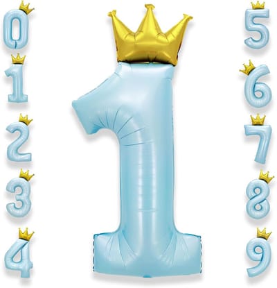 XXL Folieballon Cijfer 1 Lichtblauw 101 cm voor Verjaardag en Feestdecoratie