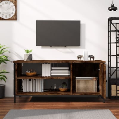 vidaXL - Tv-meubel - 100x40x45 - cm - bewerkt - hout - gerookt - eikenkleurig