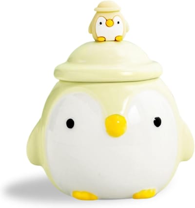 Gele koffiemok met schattige pinguïnprint, ideaal voor elke koffieliefhebber en cadeau-idee