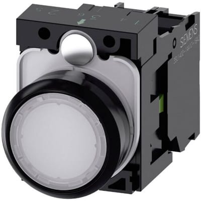 Siemens 3SU11020AB601BA0 3SU1102-0AB60-1BA0 Verlichte druktoets Kunststof frontring, Bedieningsknop vlak Knop Wit 1 stuk(s)