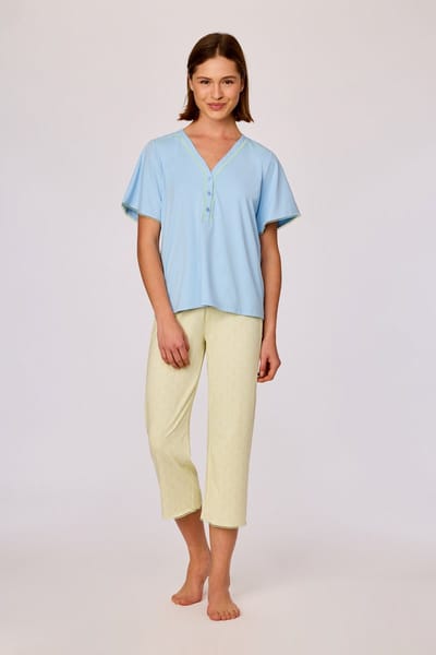 Woody - Blauw-groene pyjama van soepel katoen - XL