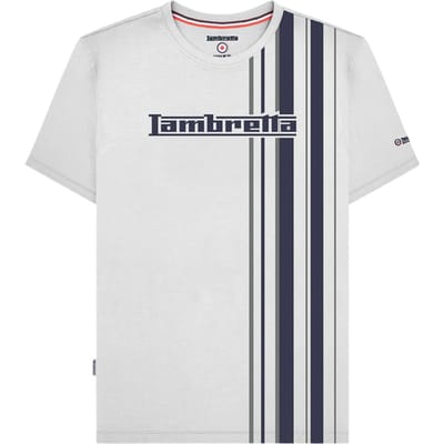 Lambretta Heren Racing Stripe T-shirt (Wit/Navy/Grijs)