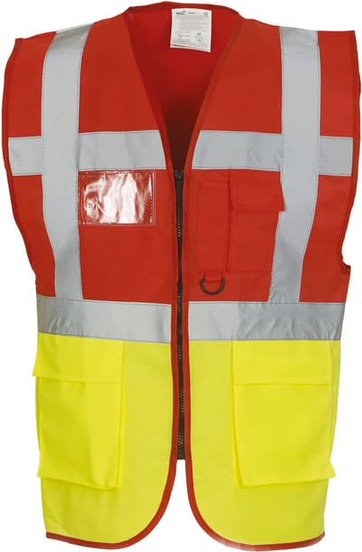 Yoko Signalisatie multifunctioneel executive vest YHVW801 - Red / Hi Vis Yellow - S