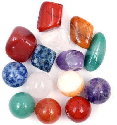 Dailygoods- Kristallen Set 14-delig - Chakra-kristallen - Helende Kristallen - Meditatie/Kristallen Bol - Inclusief Geschenkdozen - 2cm/20-30mm - Healing Crystals