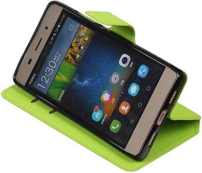Cross Pattern TPU Bookstyle Wallet Case Hoesje Geschikt voor Huawei P8 Groen