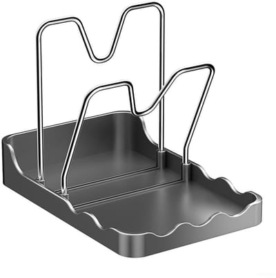 Bestekrek - Dubbel - Dekselhouder - Opbergrek voor aanrecht - Keukenorganizer - Voor spatels, snijplanken en kookgerei - Grijs