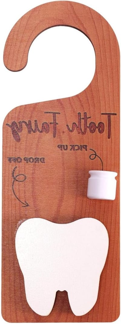 Houten Tanden Doos in de Vorm van een Tandfee, 25.5x9.5cm, Met Geldslot voor Goede Gewoontes en Mijlpalen, Perfect voor Kinderen en Tandenonderhoud