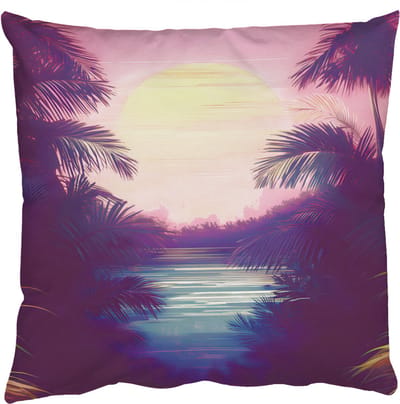 Sierkussens - Kussentjes Woonkamer - 50x50 cm - Zon - Geel - Palmbomen - Tropisch