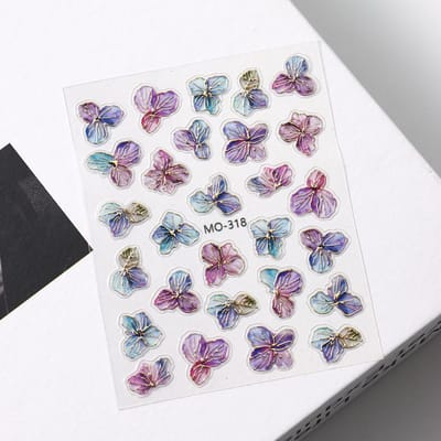 Bronzing Bloem Nagelsticker Goudfolie Aquarel Bloem Elegante Bloesem Decals Zelfklevende Schievers Decoraties Manicure MO-318 gray