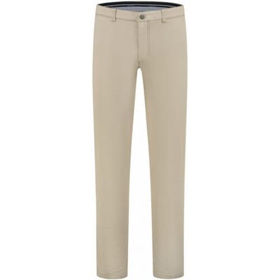 Com4 Broek Subtle Check Pattern Modern Chino Beige / male