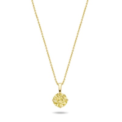 New Bling 9NBG-0593 Gouden Ketting met Zirkonia Hanger Geel - 4mm - Ankerschakel - 39+3+3cm - 0,8mm Dikte - 14 Karaat - Goud