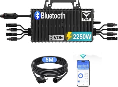 2250W Zonne-Micro-Omvormer voor Balkonkrachtcentrale met Wifi en Bluetooth - IP67 Waterdicht