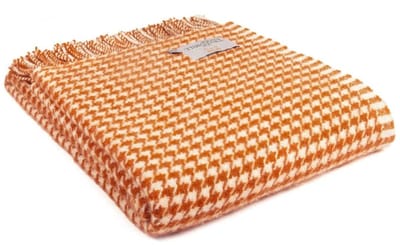 Plaid Houndstooth Oranje (Pumkin) - 150x183 - Nieuw Wol - Tweedmill UK