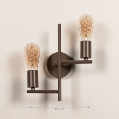 Lumidora Wandlamp 75451 - Voor binnen - BRILO - 2 Lichts - E27 - Bruin - Metaal