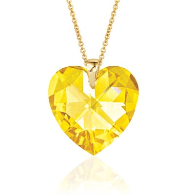 Montebello Ketting Daisy HG104 - Swarovski Hart - 925 Zilver Verguld - Ø18mm - 50cm