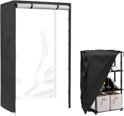 Waterdichte Plankhoes voor Opslag - Oxford - 91 x 45 x 182 cm - Grijs/Zwart - Stofdichte Beschermer voor Binnen- en Buitenkeuken - Robuuste Rekhoes voor Garage, Voorraadkamer en Keuken