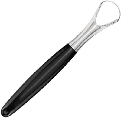 Tong Schraper - Mondhygiëne Hulpmiddel - Frisse Adem - Roestvrij Staal - 148 cm - Zwart