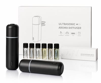 Auto - Aroma diffuser - Draadloos - USB-C - Inclusief 6 Geuren - Zwart