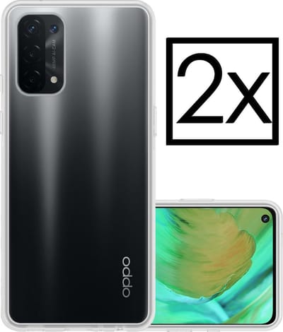 Hoesje - 2 Stuks - Geschikt voor OPPO A54 5G - Sterk & Shockproof - Case Siliconen - Back Cover - Telefoon Hoes - Transparant