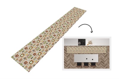 Keukenloper 300x50 cm - Keukenmat vinyl Radio - Telefoon - Retro - Patroon - Keukenmatten loper - Keuken vloerkleed tapijt