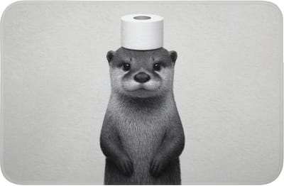 WC mat 60x40 cm - Antislip - Otter - WC rol - Zwart - Wit - Toiletmat - Vloermat - Douchemat - Toilet tapijt - Toiletmatten