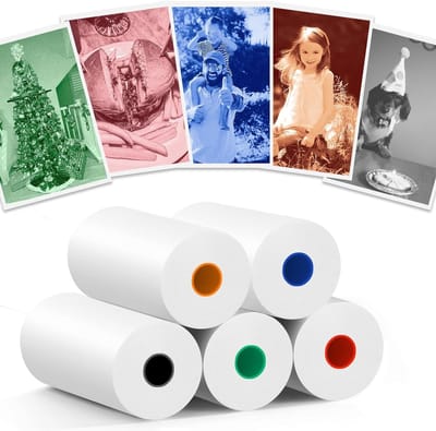 10 Rollen Thermisch Papier voor Kindercamera, 5 Kleuren, 57 x 25 mm, Geschikt voor Meeste Kinderen, Directe Afdrukken, Hoogwaardige Papieren Rollen, BPA Vrij, Vervangingspapier voor Creatieve Foto's