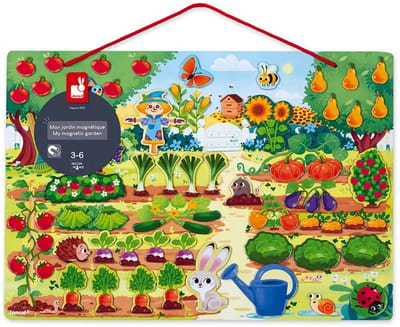 Janod Magneetbord - Moestuin - Inclusief 70 Magneten - Een Leuke En Leerzame Manier Om De Namen Van Groenten En Fruit Te Leren - Geschikt Vanaf 3 Jaar