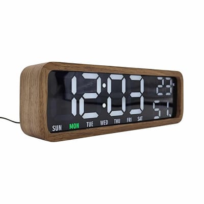 Karlsson Wekker Madera - Donkerhout - 25.5x8.2x4.8cm - Modern - Wekker voor slaapkamer - Wekkers