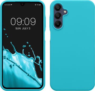 kwmobile telefoonhoesje geschikt voor Samsung Galaxy A15 5G - Hoesje met siliconen coating - Smartphone case in ijsblauw