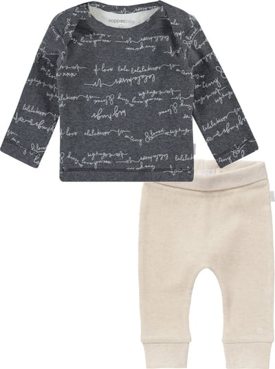 Noppies set(2delig) Broek Naura Oatmeal en Shirt Ammiad- Maat 50