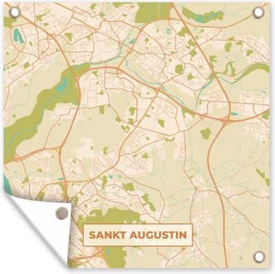 Tuin poster Sankt Augustin - Vintage - Plattegrond - Kaart - Stadskaart - 200x200 cm - Tuindoek