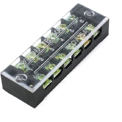 Barrièreklemmenblok 600 V 25A met dubbele rij en 6 posities