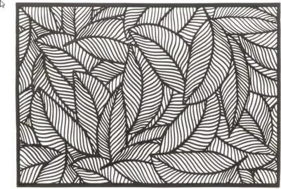Unique Living Placemat Nissa - 1x - zwart bladmotief - 30 x 45 cm - tafeldecoratie