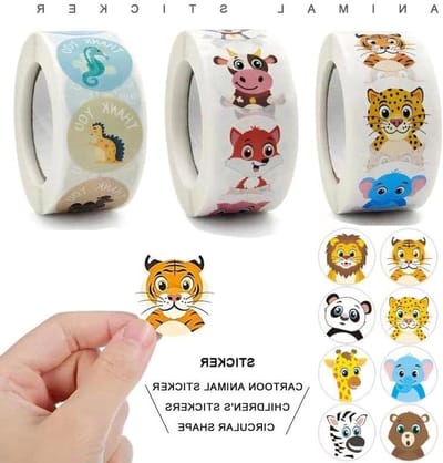 1500 Dierenstickers voor Kinderen - Schattige Cartoon Dieren, Beloningsstickers voor School en Klaslokalen, Motivatie Stickers voor Peuters en Kleuters