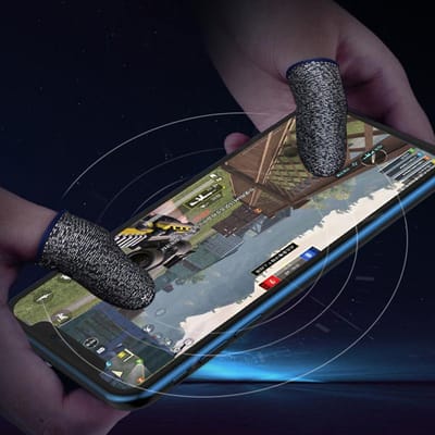 Manchons de doigt pour manette de jeu mobile Anti-sueur Respirants Écran tactile complet Sensibles Tir Viser Joysticks Doigt noir