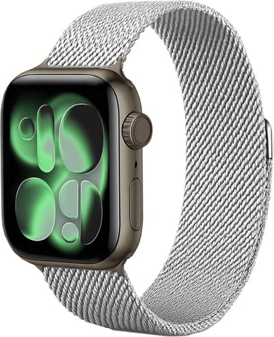 Milanees Bandje Geschikt voor Apple Watch 42/44/45/46 mm Milanees Bandje - Band Geschikt voor Apple Watch 42/44/45/46 mm Met Magneetsluiting - Zilver