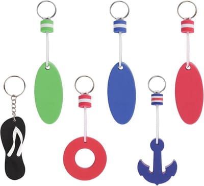 Zes Stuks Drijvende Sleutelhangers voor Boten, Waterproof EVA Sleutelhangers in Vier Maten voor Watersport en Avontuur