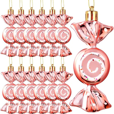Dailygoods - Kerstboom snoep hanger, 12 stuks kerstboomversieringen, snoep, kerstdecoratie, kerstdecoraties, snoepkrans-ornamenten (C)