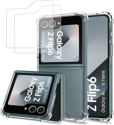 Geschikt voor Samsung Galaxy Z Flip 6 / Flip 7 FE - Hoesje + 2x Screenprotector – Gehard Glas Cover + Shock Proof Case – Transparant